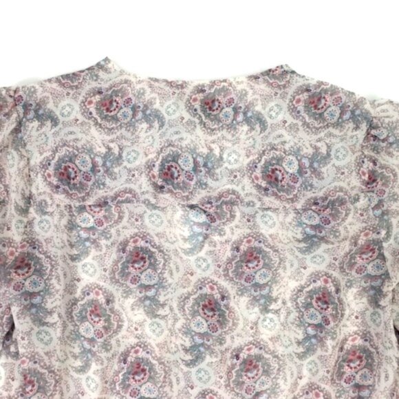 Paige Margherita Ecru Multicolor Semi Sheer Long Sleeve Blouse Womens Small NWT - Picture 8 of 16